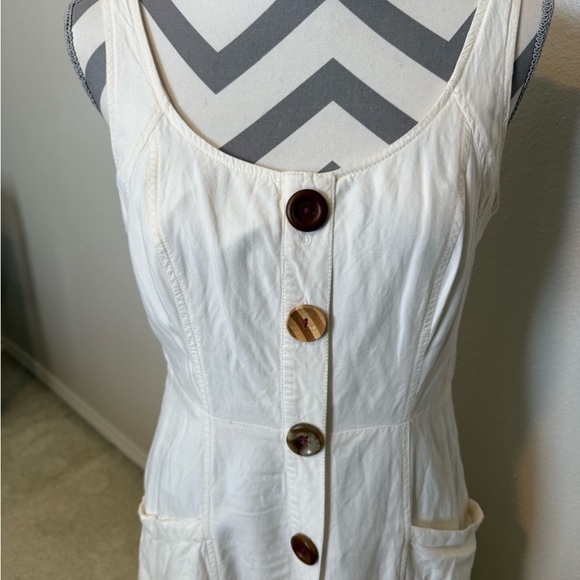 Anthropologie Antigua Linen Blend Button Up Pockets Shirt Dress White Cream 6 - Picture 4 of 7